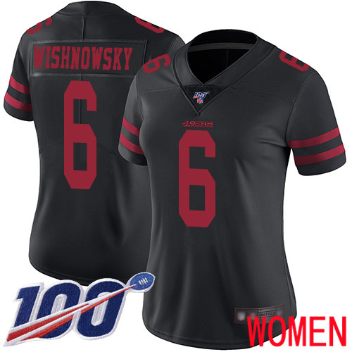 San Francisco 49ers Limited Black Women Mitch Wishnowsky Alternate NFL Jersey 6 100th Vapor Untouchable